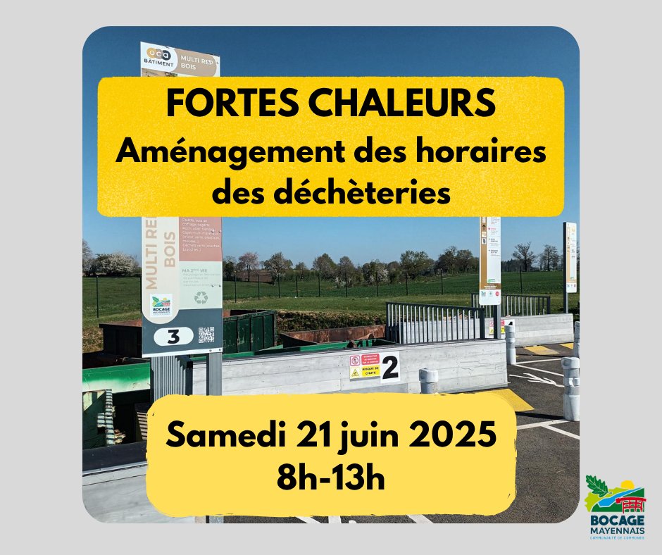 Alerte Déchetterie: Nouveaux aménagement des horaires canicule 21 juin 2025